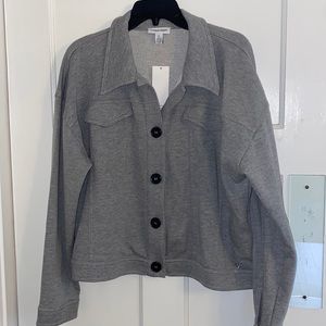 NWT Calvin Klein Light Sweatshirt Fabric Jacket GRAY Sz XL